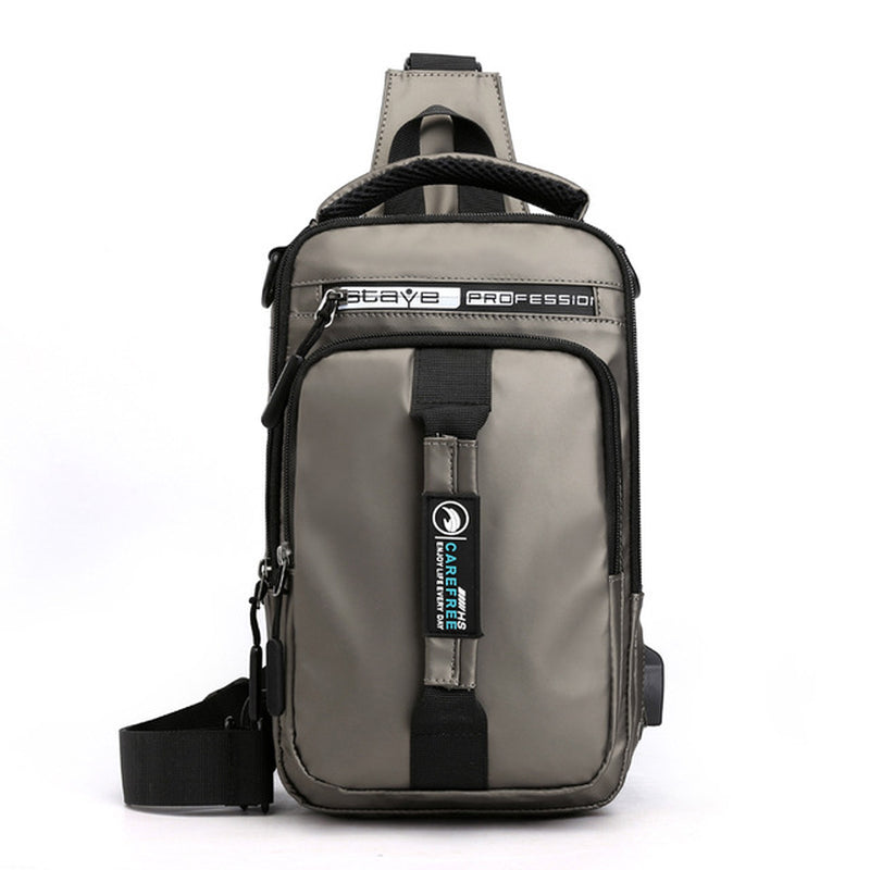 Men Nylon Crossbody Bag with USB Charging Port