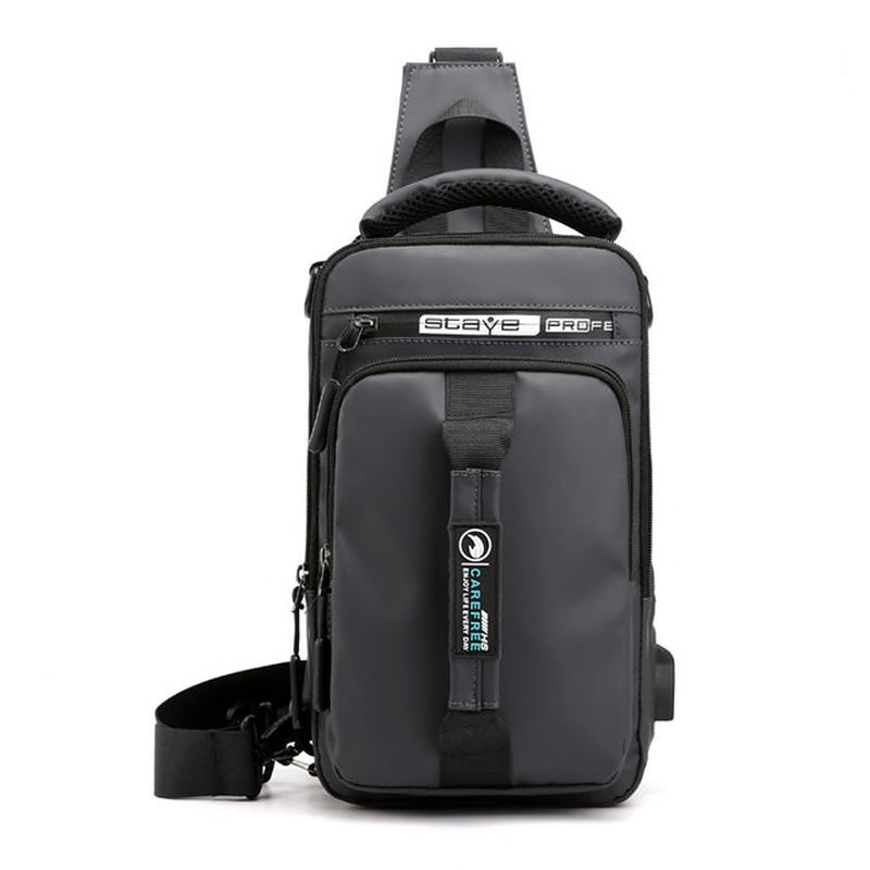 Men Nylon Crossbody Bag with USB Charging Port
